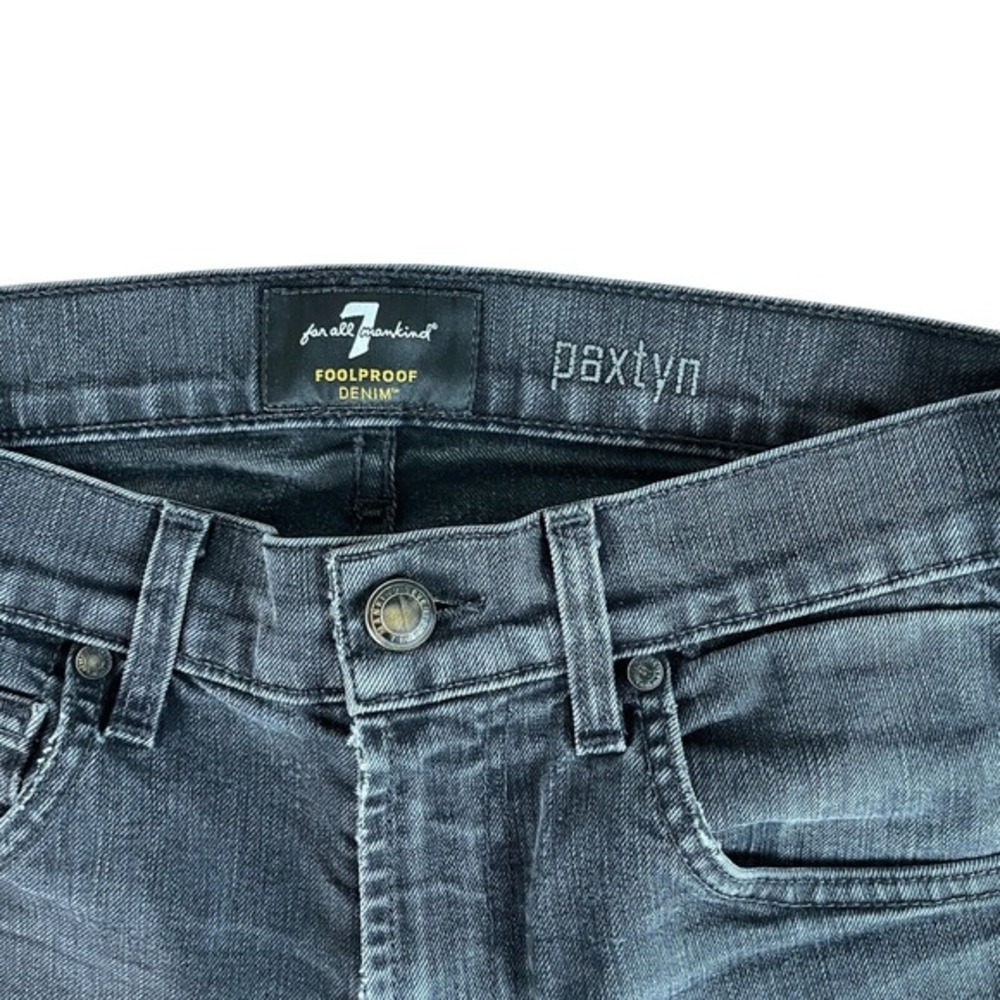 Seven 7 For All Mankind Mens Paxtyn Slim Fit Jeans 28x32 Black Dark Wash Stretch - Picture 5 of 7